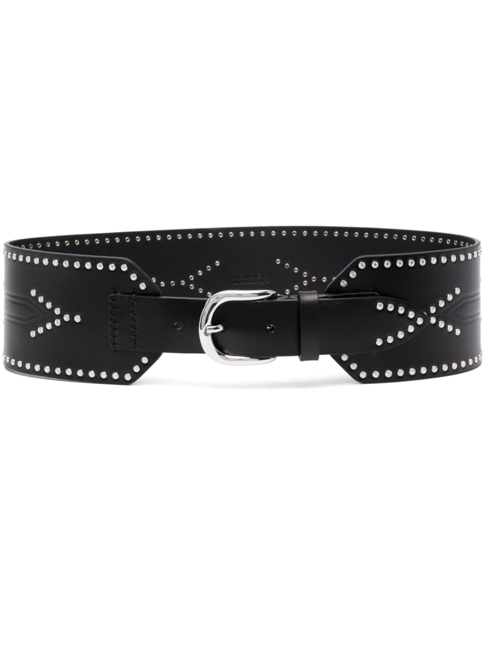 stud-embellished leather belt - 1