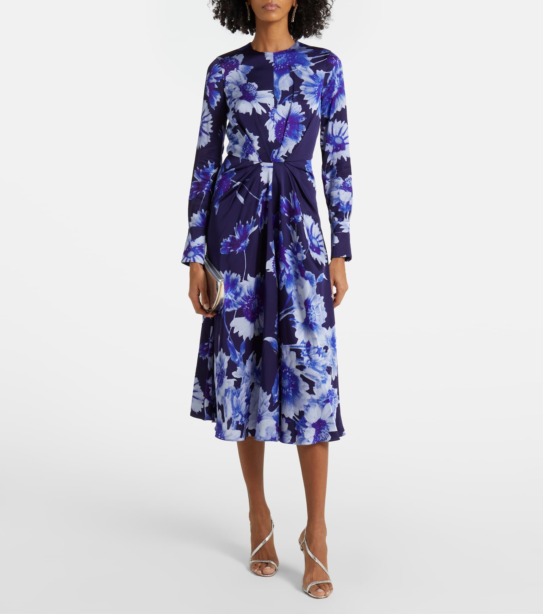 Floral draped midi dress - 2