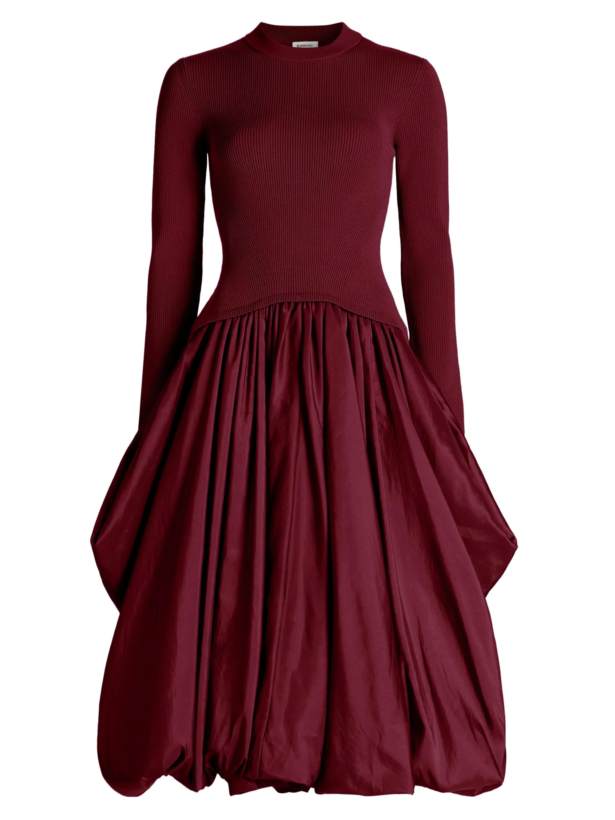Women's Kenlie Mix Media Balloon Cocktail Dress - Cranberry - 1