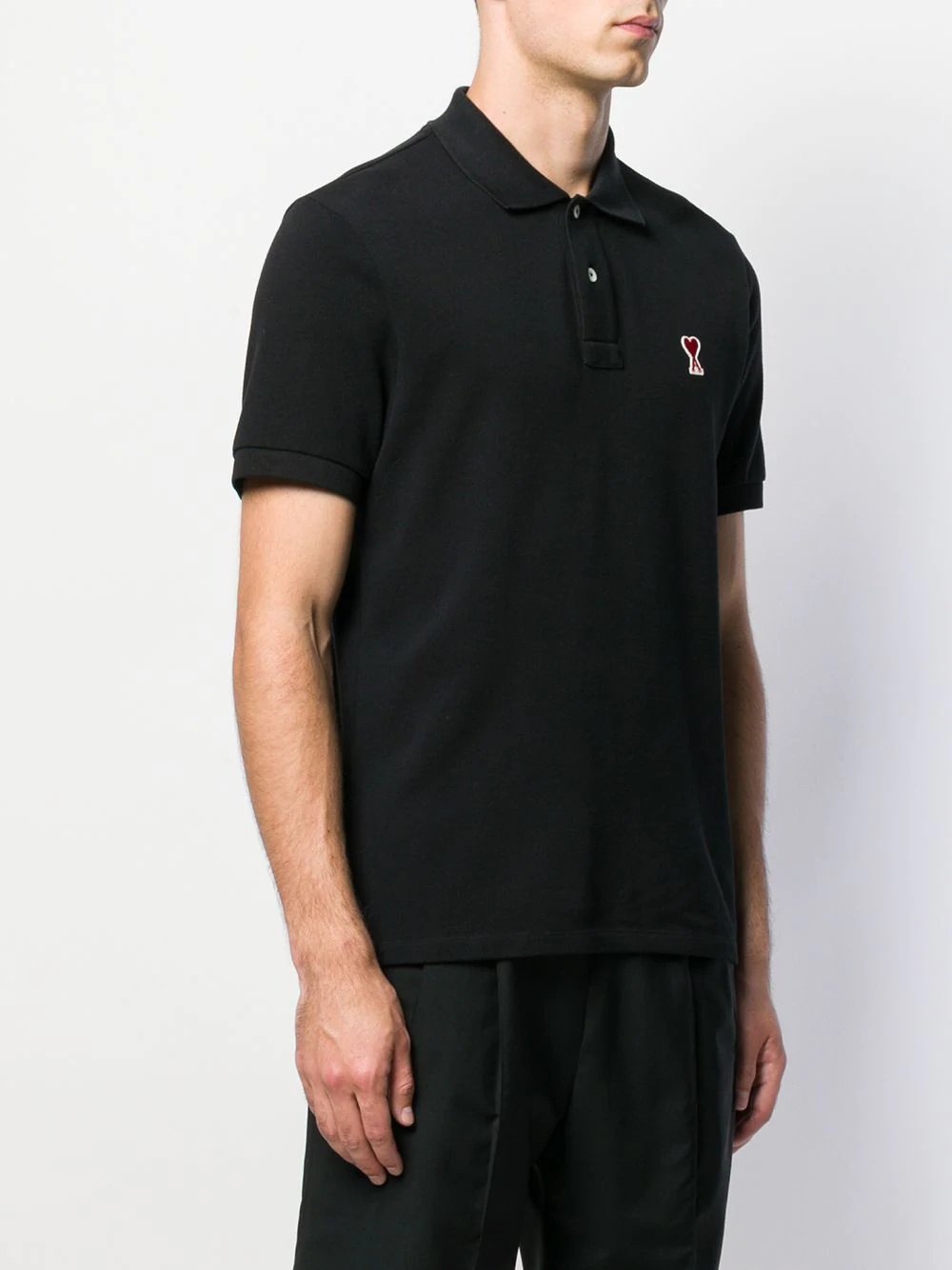 Men Short Sleeve Polo Shirt With Red Ami De Coeur Patch - 3