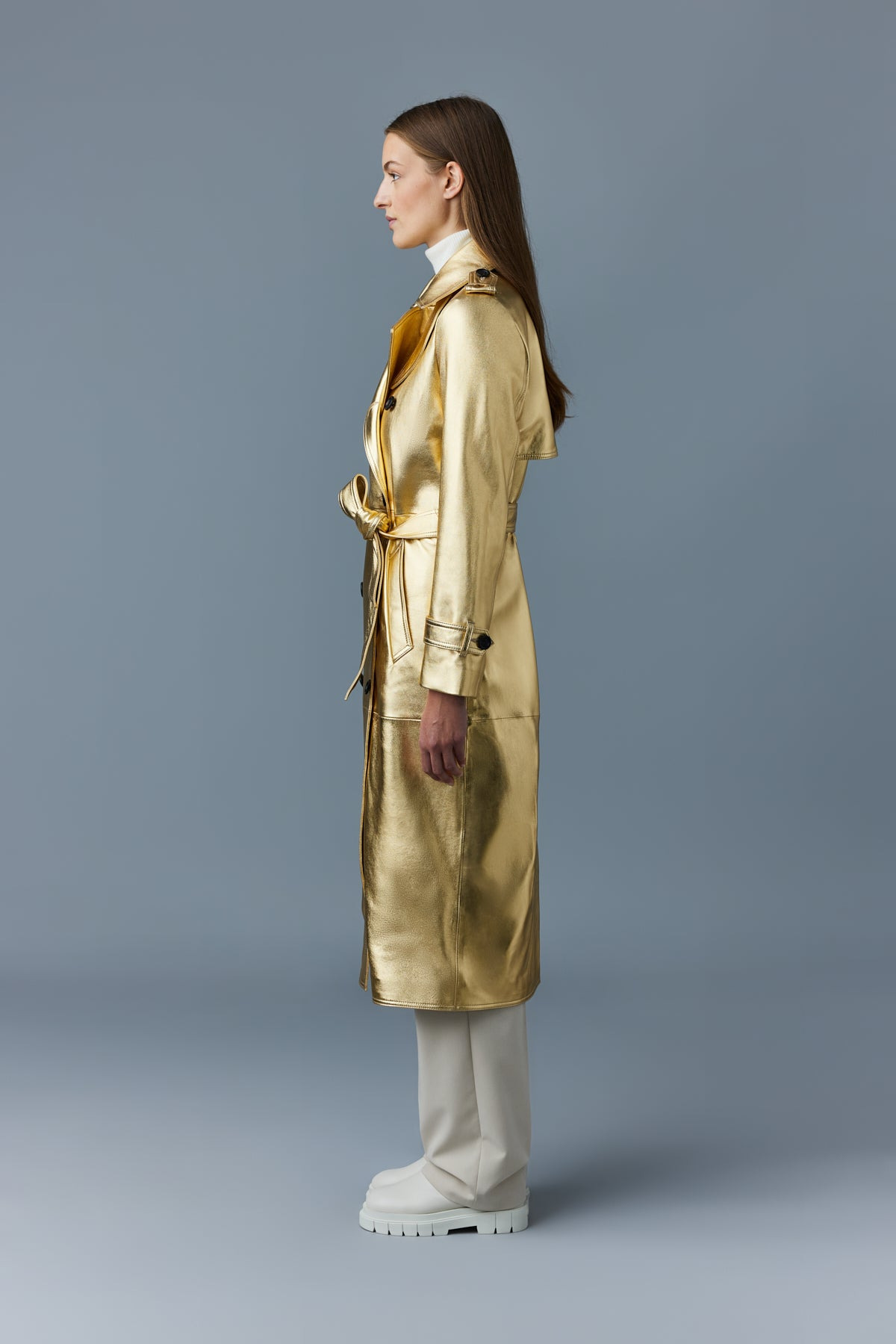 GAEL (R) leather trench coat with belt - 4