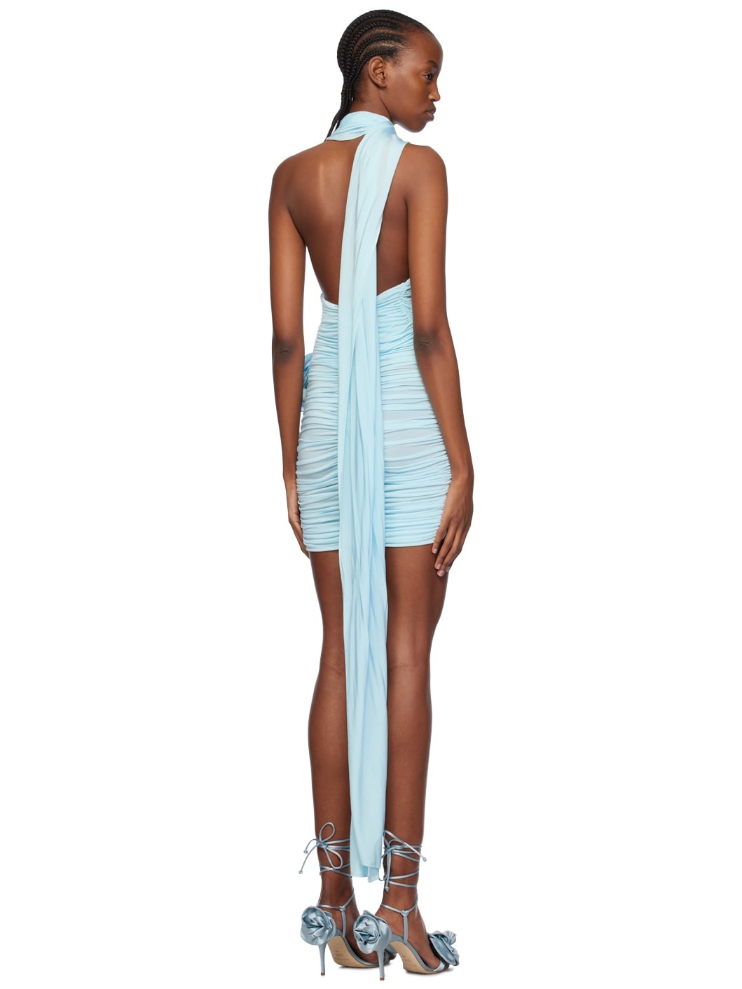 Blue Wrap Neck Minidress - 3