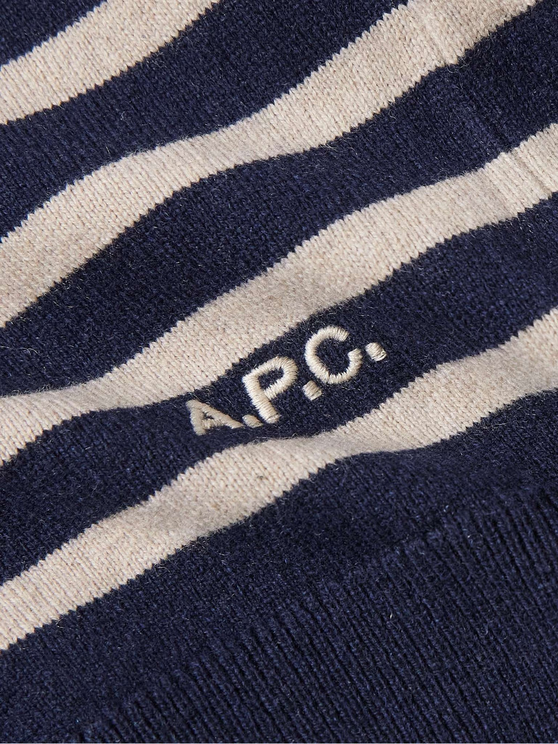 Matthew Striped Logo-Embroidered Cashmere and Cotton-Blend Sweater 4