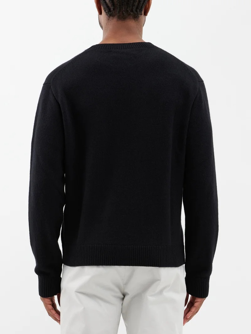Logo-embroidered cashmere crew-neck sweater - 5