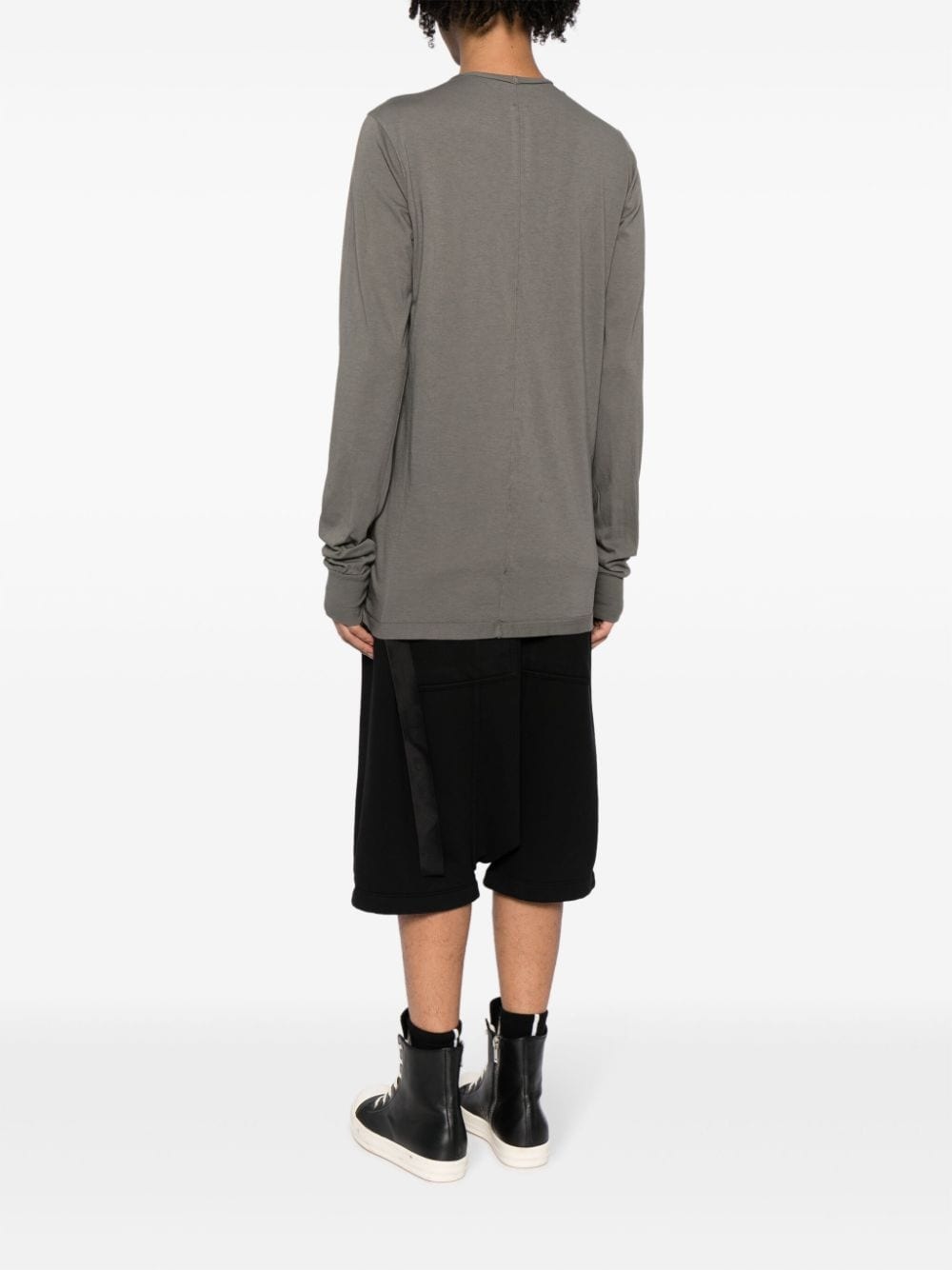 long-sleeve drawstring cotton T-shirt - 4