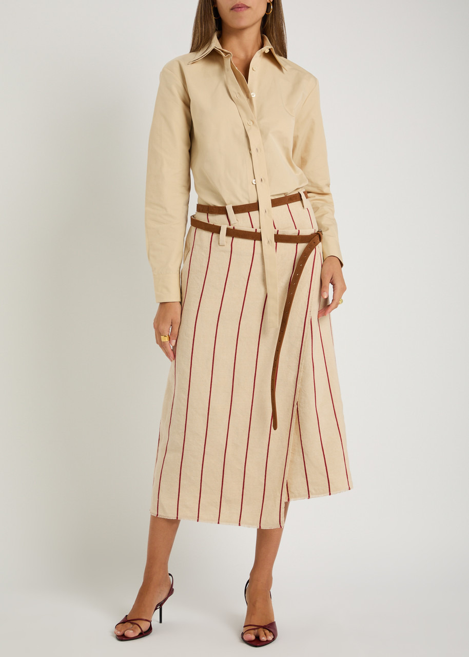 Bettter Pareo Striped Linen Midi Wrap Skirt - 4
