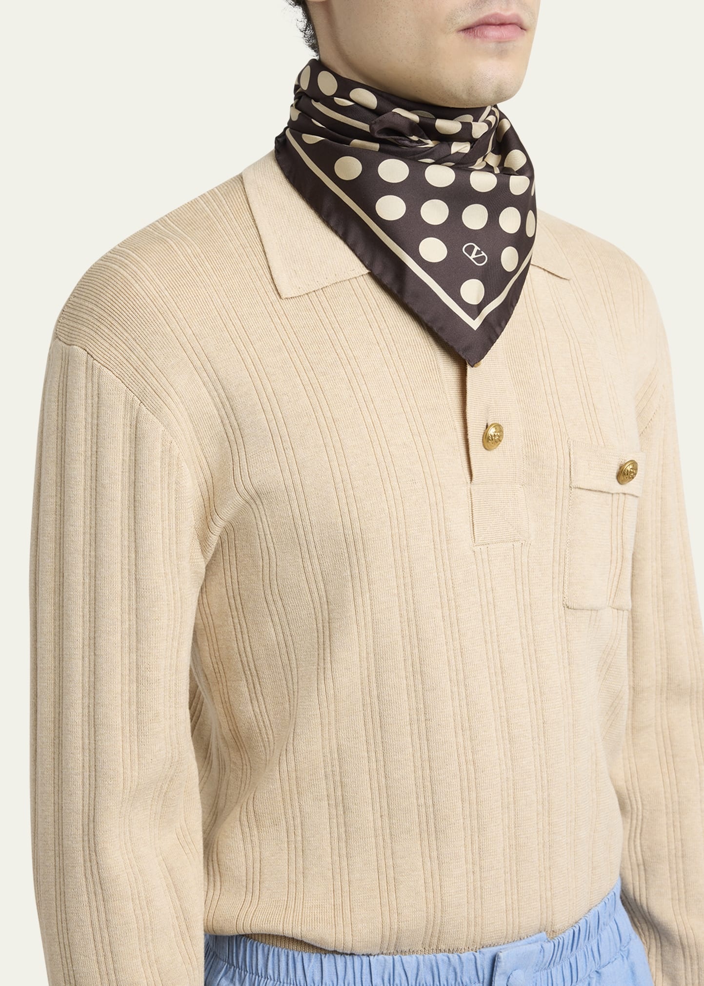 Men's Polka Dot Foulard Silk Pocket Square - 3