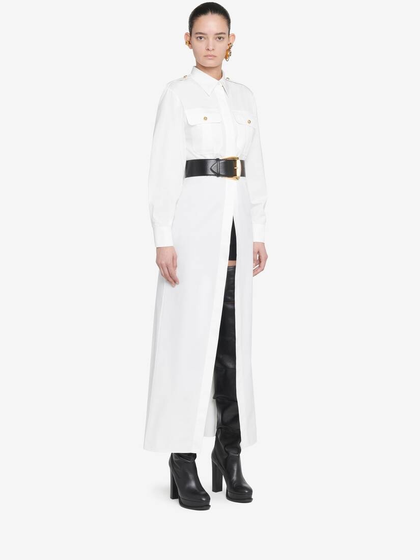 Women's Cutaway Military Shirt in Optic White - 2