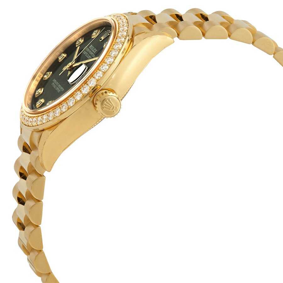 Rolex Datejust 31 Olive Green Diamond Dial Ladies 18kt Yellow Gold President Watch 278288GNDP - 2