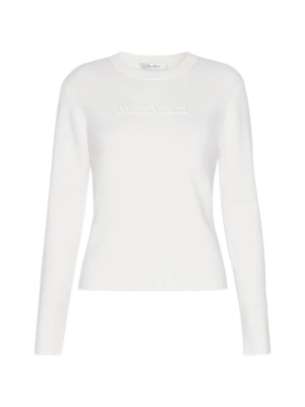 wool yarn sweater with embossed logo detail - white - 1