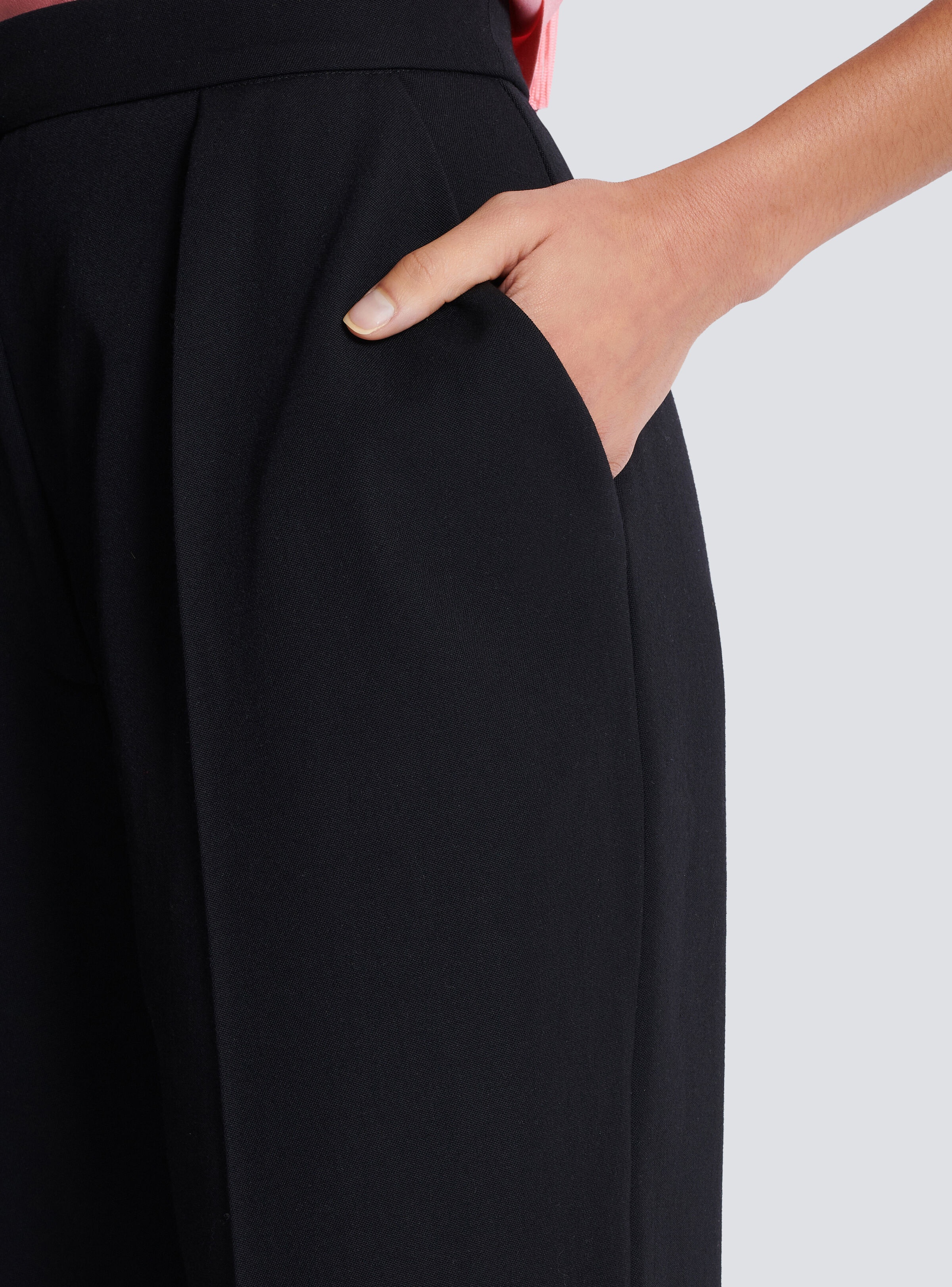 High-waisted grain de poudre trousers - 7