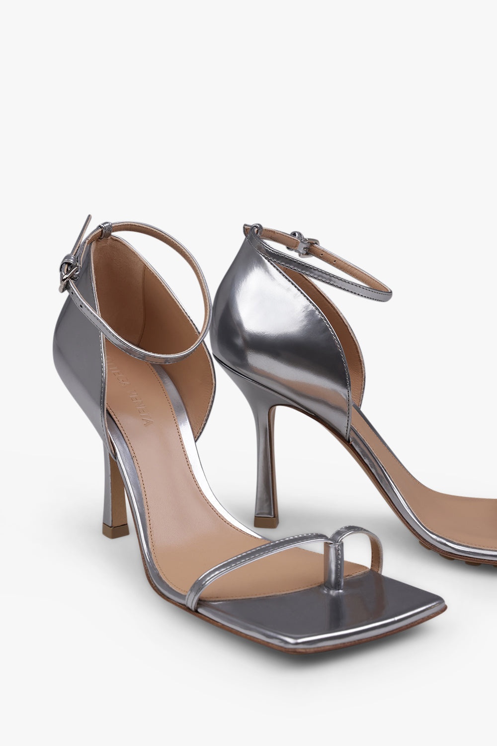 STRETCH ANKLE STRAP 90MM HEEL | SILVER - 5