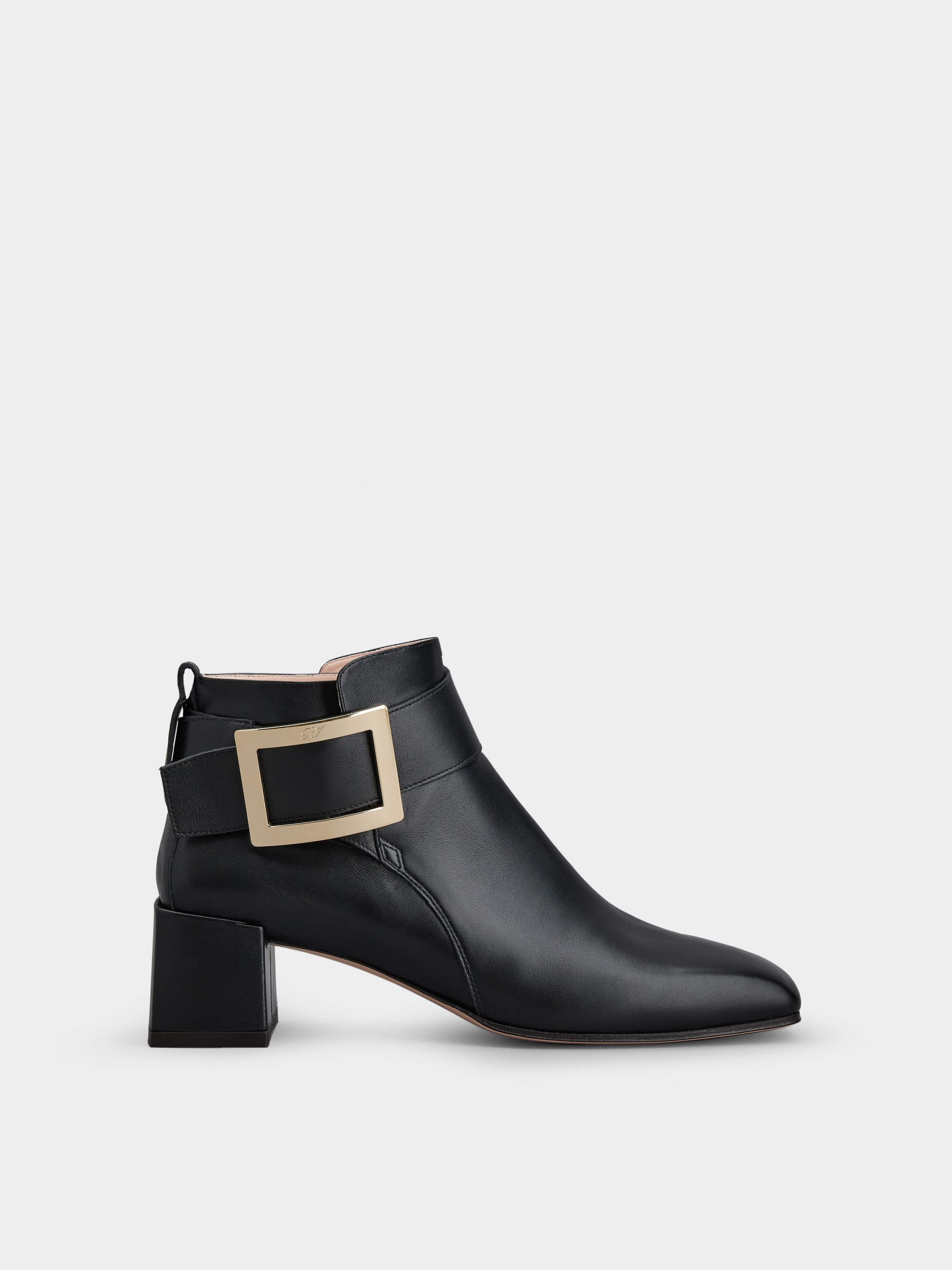 So Vivier Metal Buckle Ankle Boots in Leather - 1