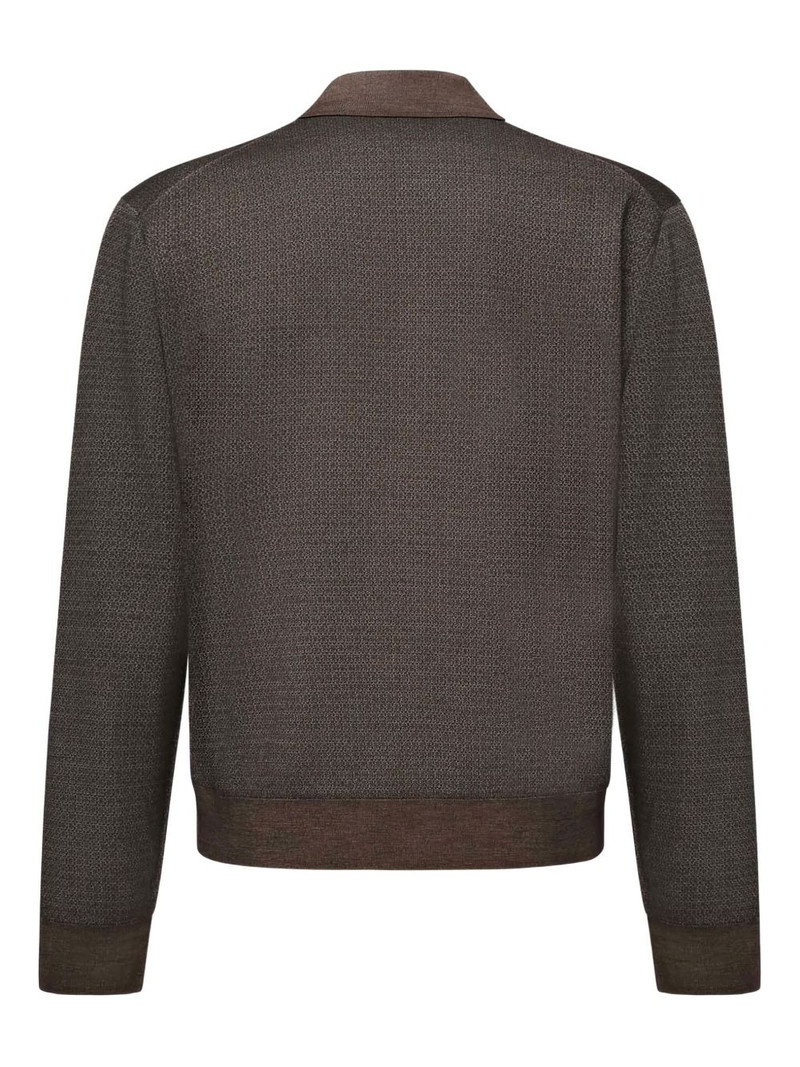 Loro Piana long-sleeve textured polo shirt outlook