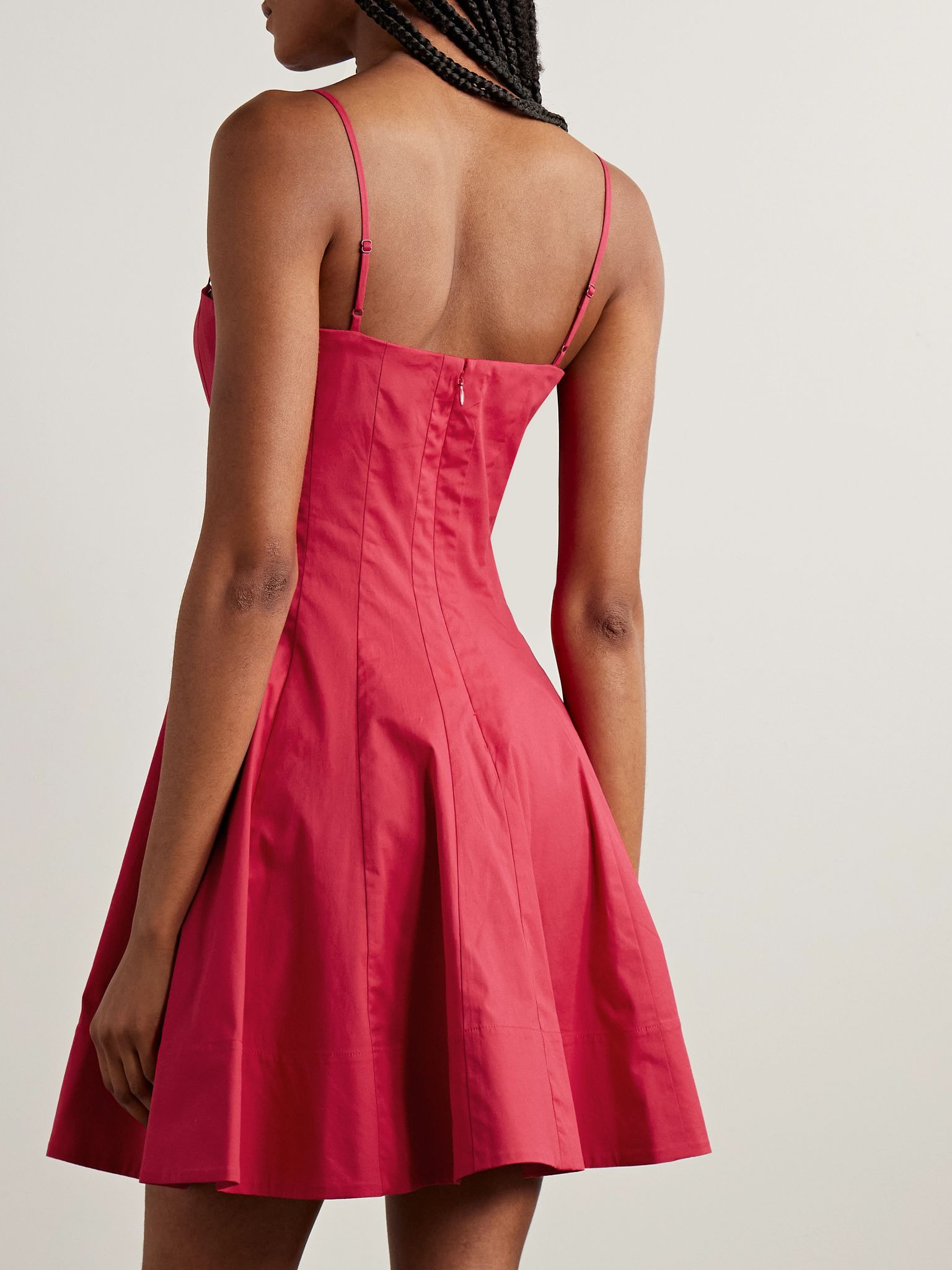 Wylie cotton-blend poplin mini dress Fuchsia - 3