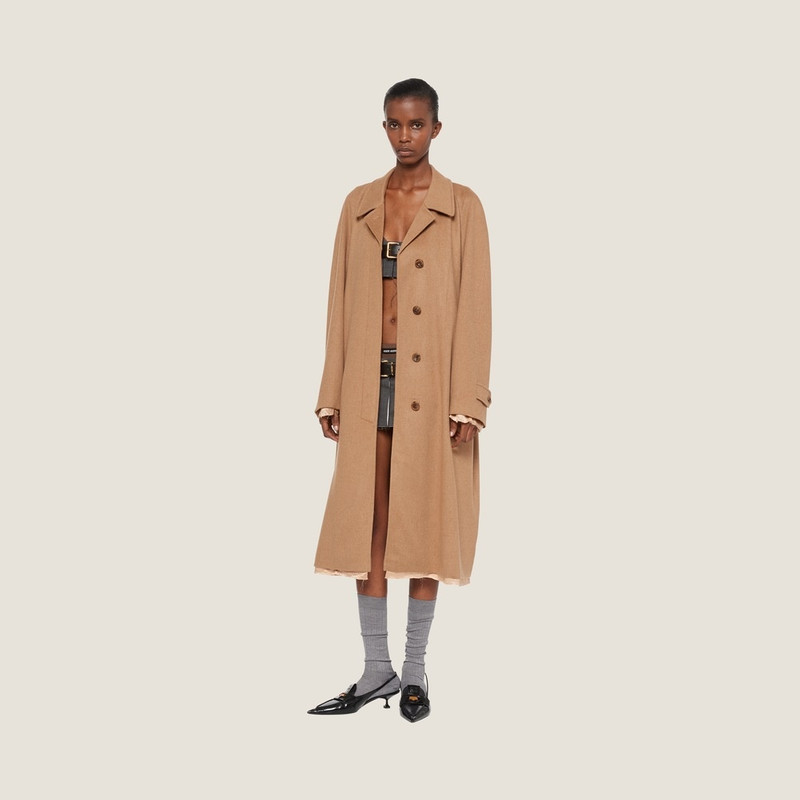 Single-breasted velour camel-hair coat 1
