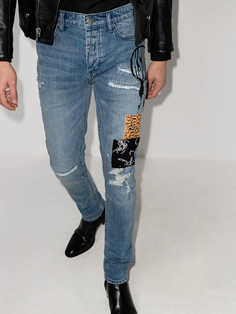 Van Winkle patchwork skinny jeans - 2