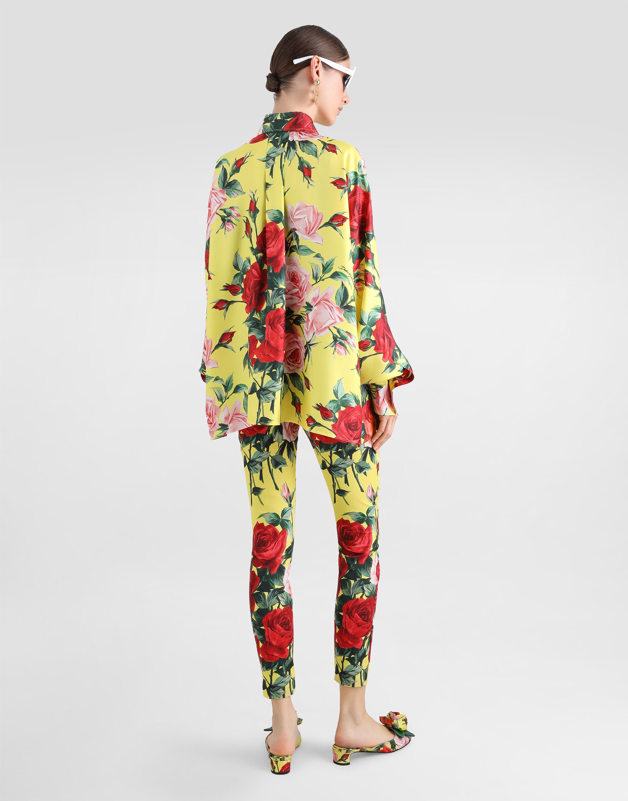 Oversize bouquet-print silk twill shirt - 3