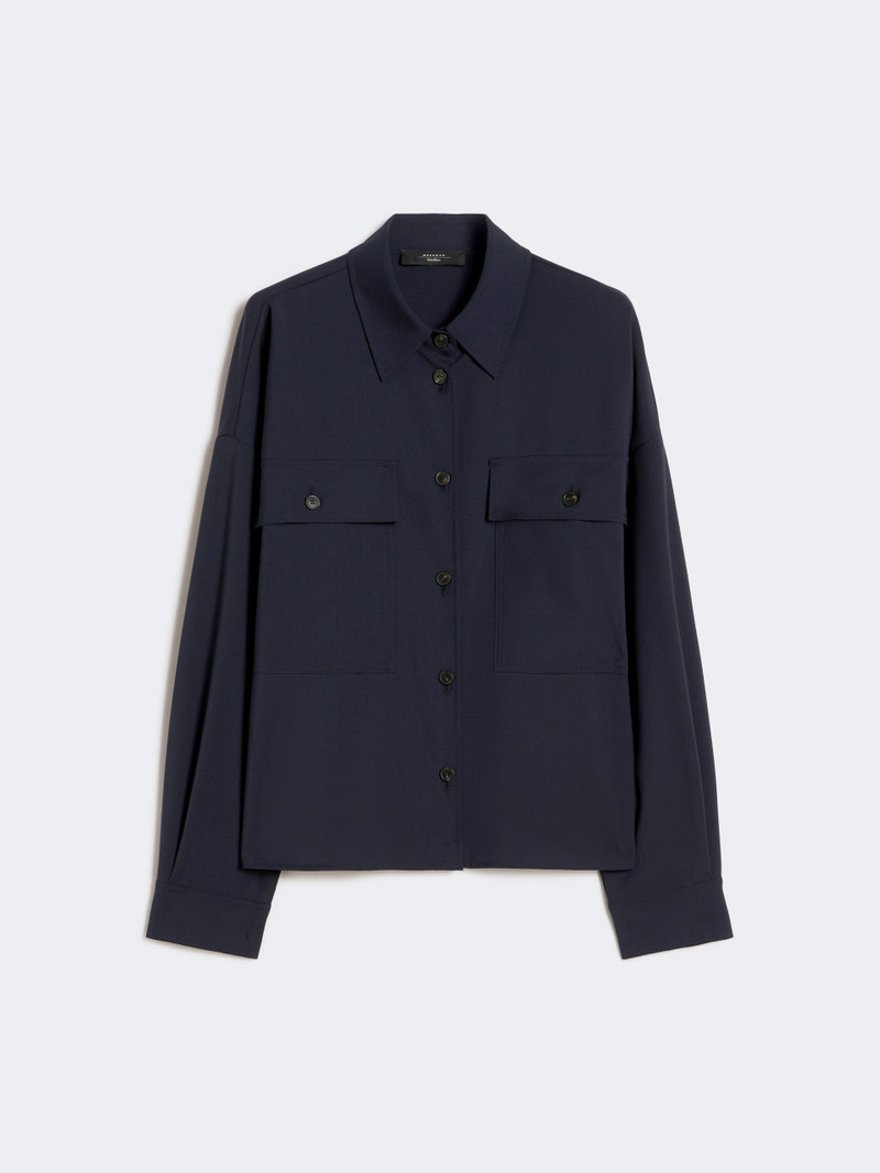 MULINO Woollen cloth cropped jacket - NAVY 1