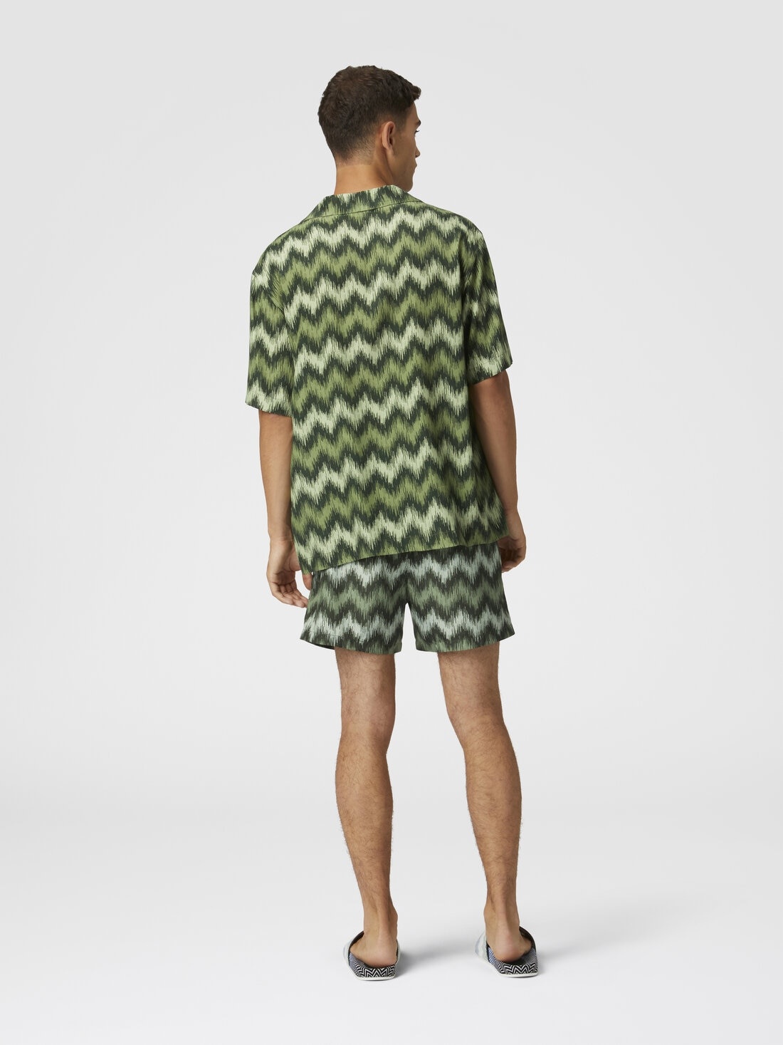 Bowling shirt in zig zag viscose printed with disturbed frequency - 3