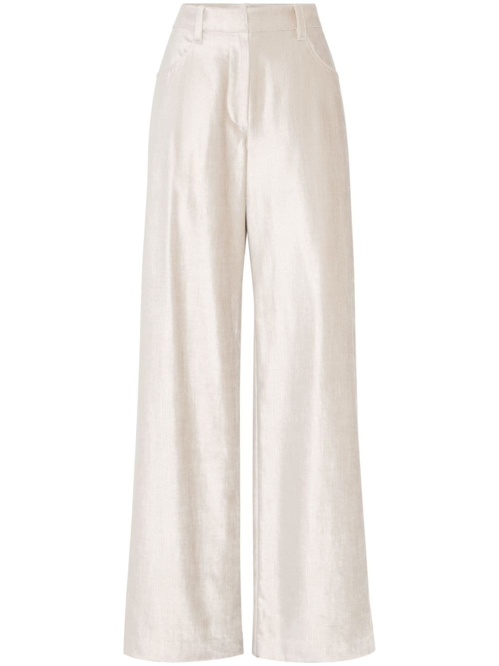 shimmer-finish wide-leg trousers - 1