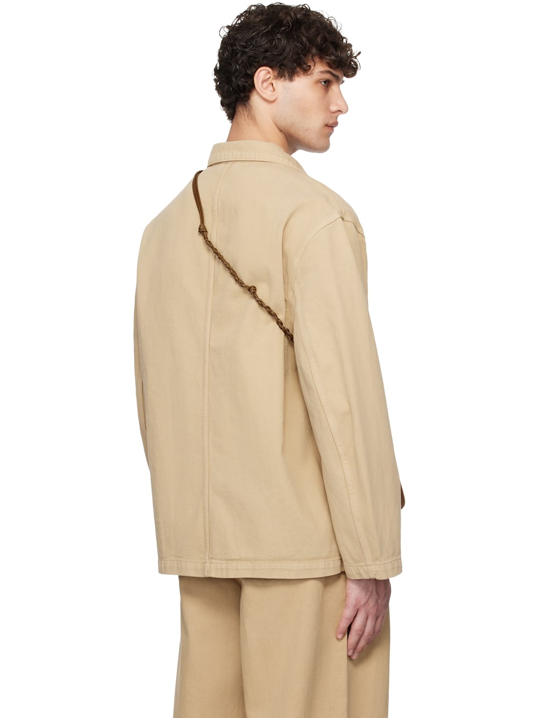 Tan Over-Dyeing Double-Breasted Denim Blazer - 3