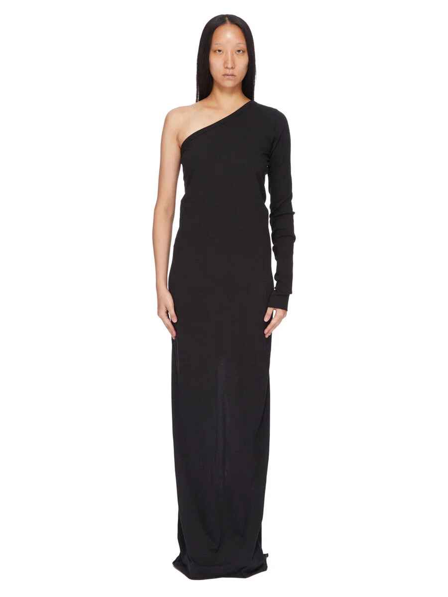 asymmetrical-neckline maxi dress - 1