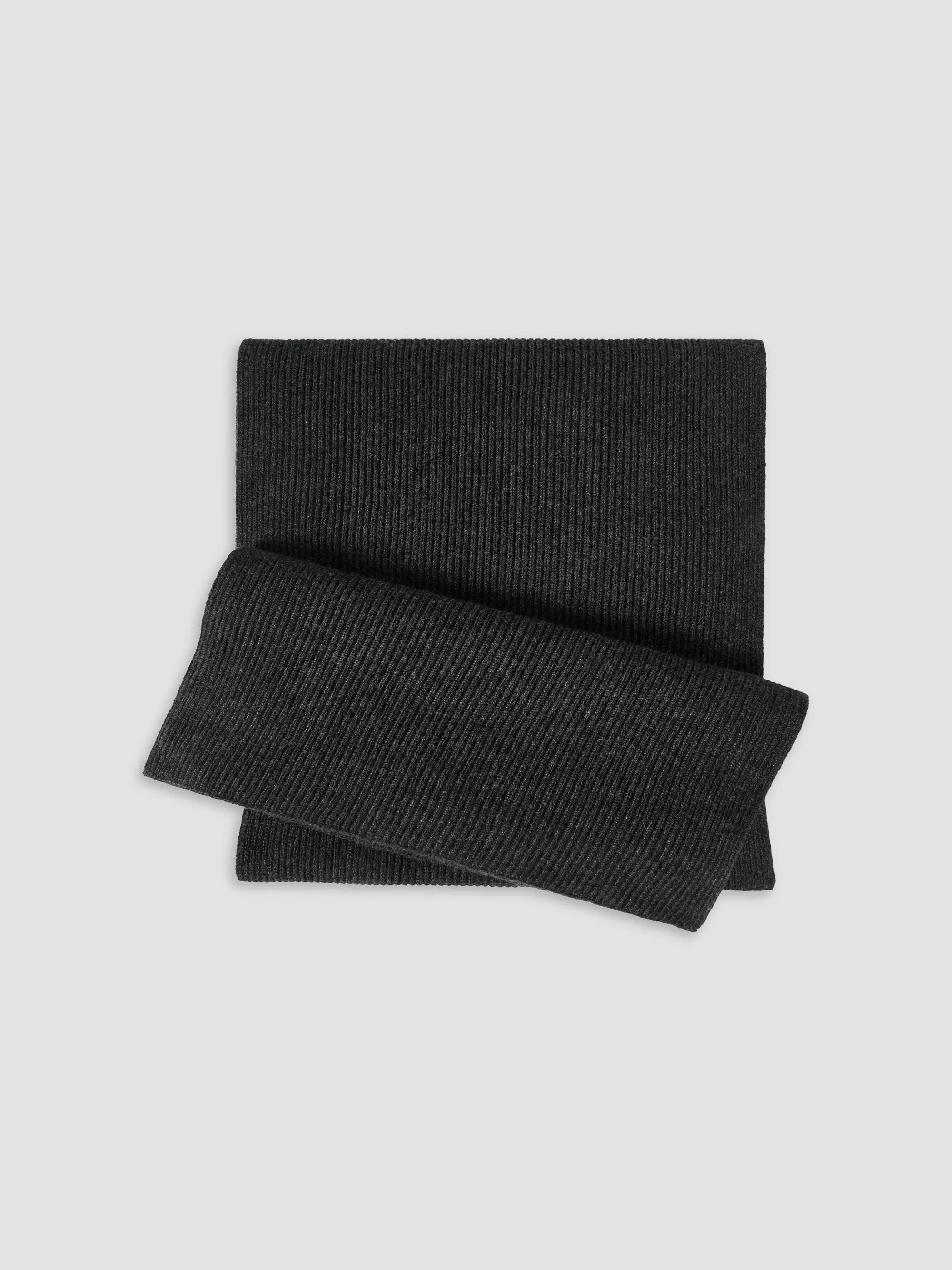 Women's Cashmere English Rib Knit Scarf - Lignite Grey - 1