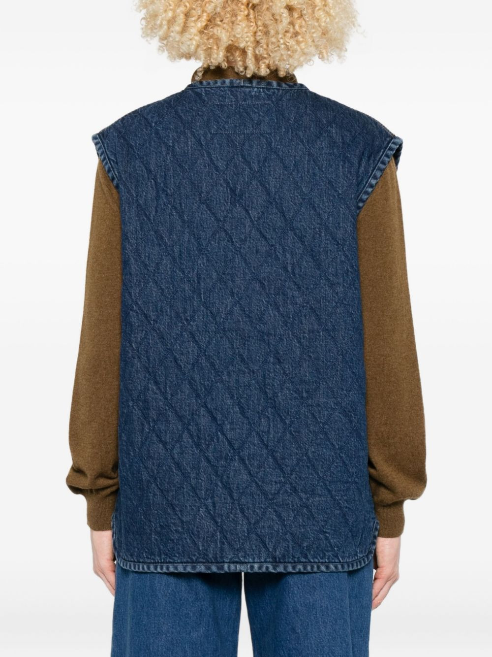 quilted welt-pocket gilet - 4