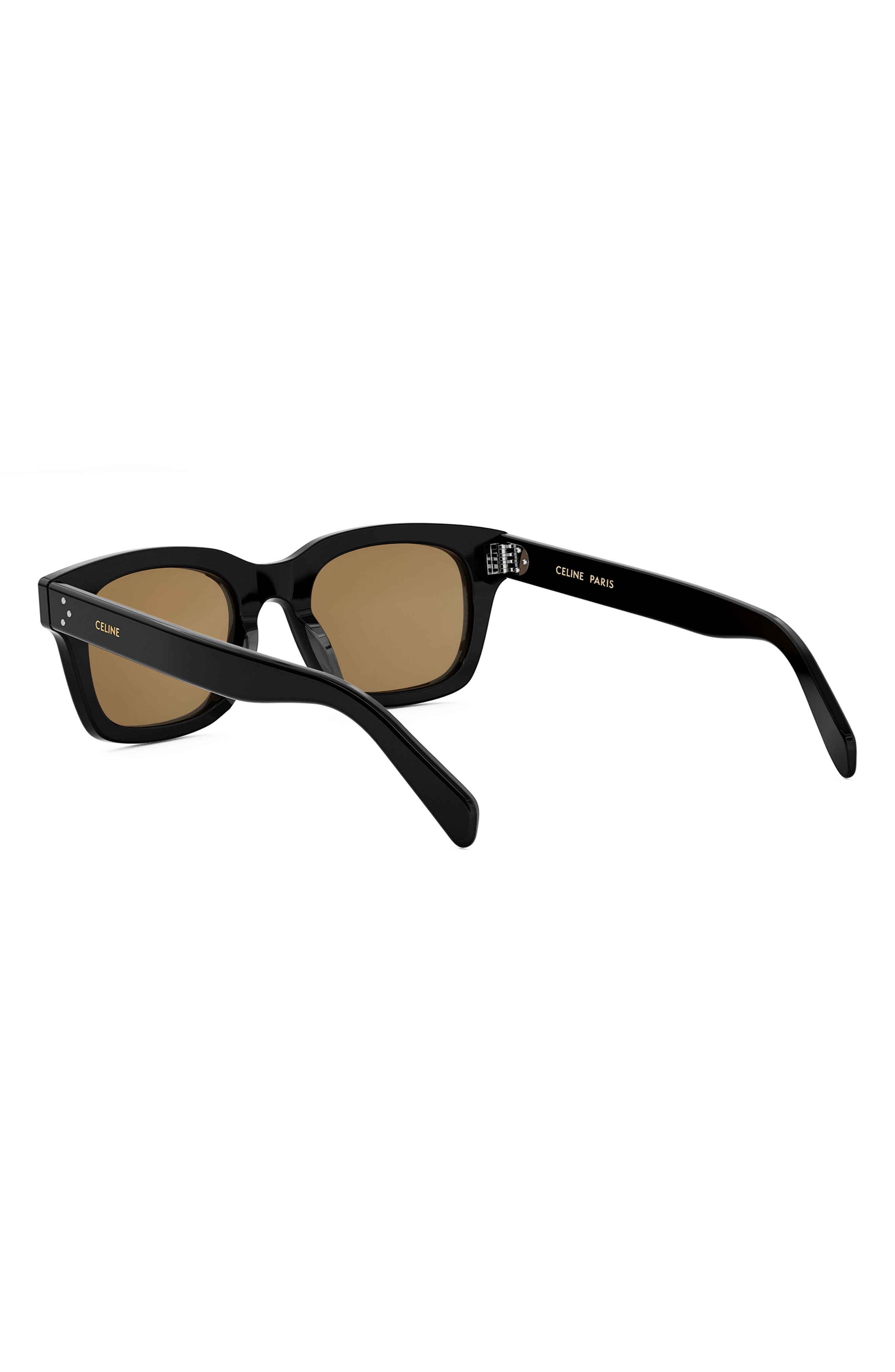 CELINE Bold 3 Dots 50mm Square Sunglasses in Shiny Black /Roviex at Nordstrom - 4