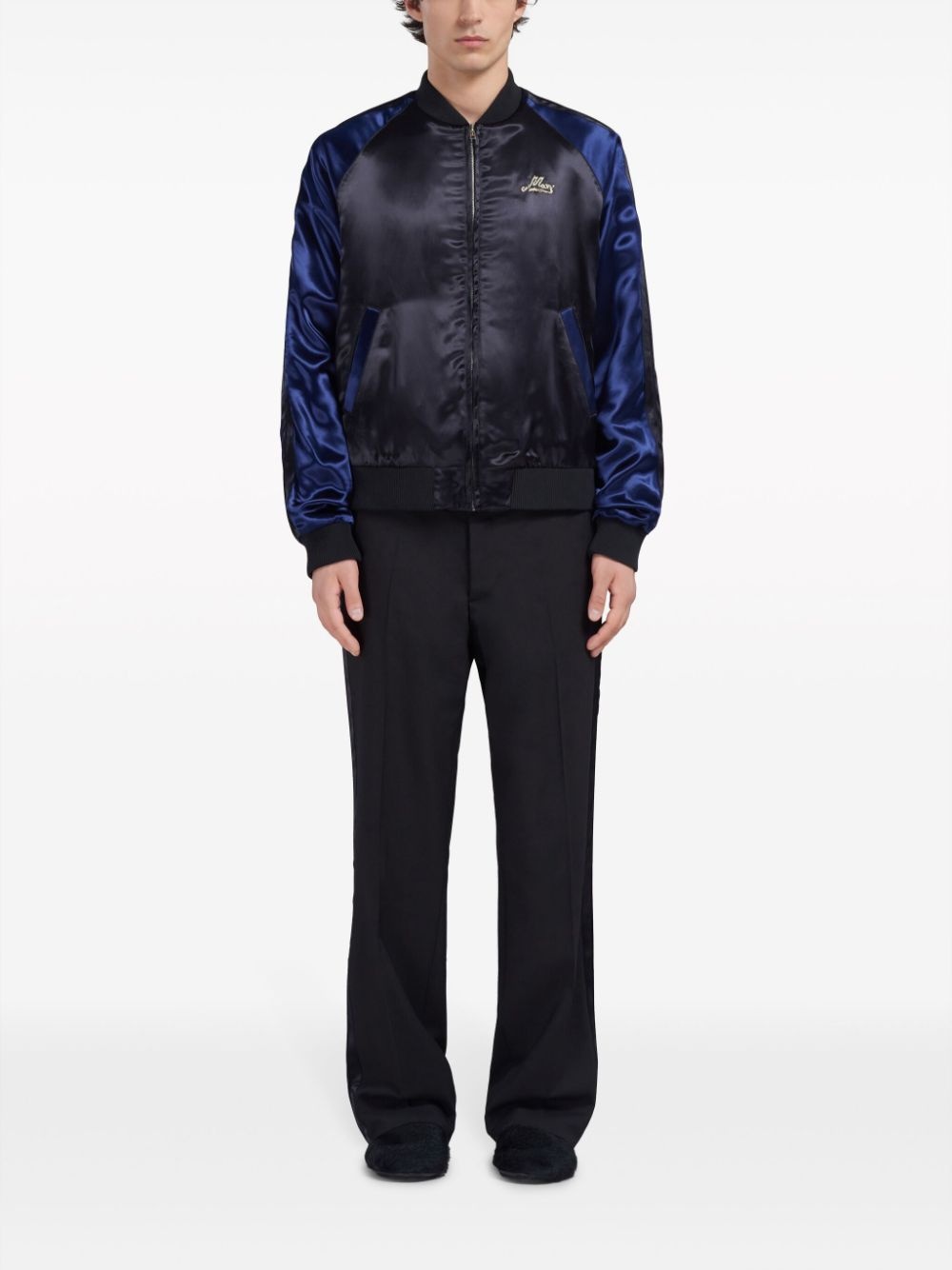 logo-embroidered satin bomber jacket - 2