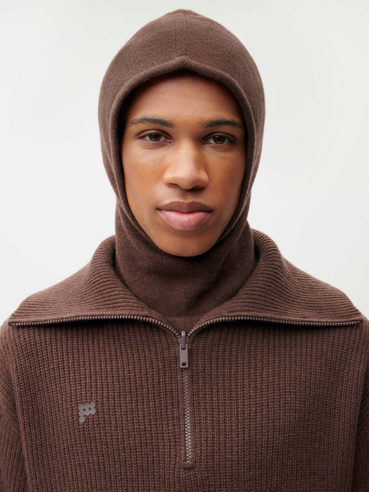 Recycled Cashmere Chunky Balaclava - Chestnut Brown - 2