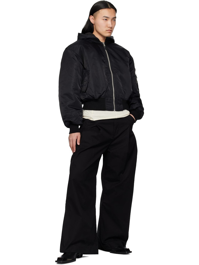entire studios Black Hooded Broad Bomber Jacket outlook