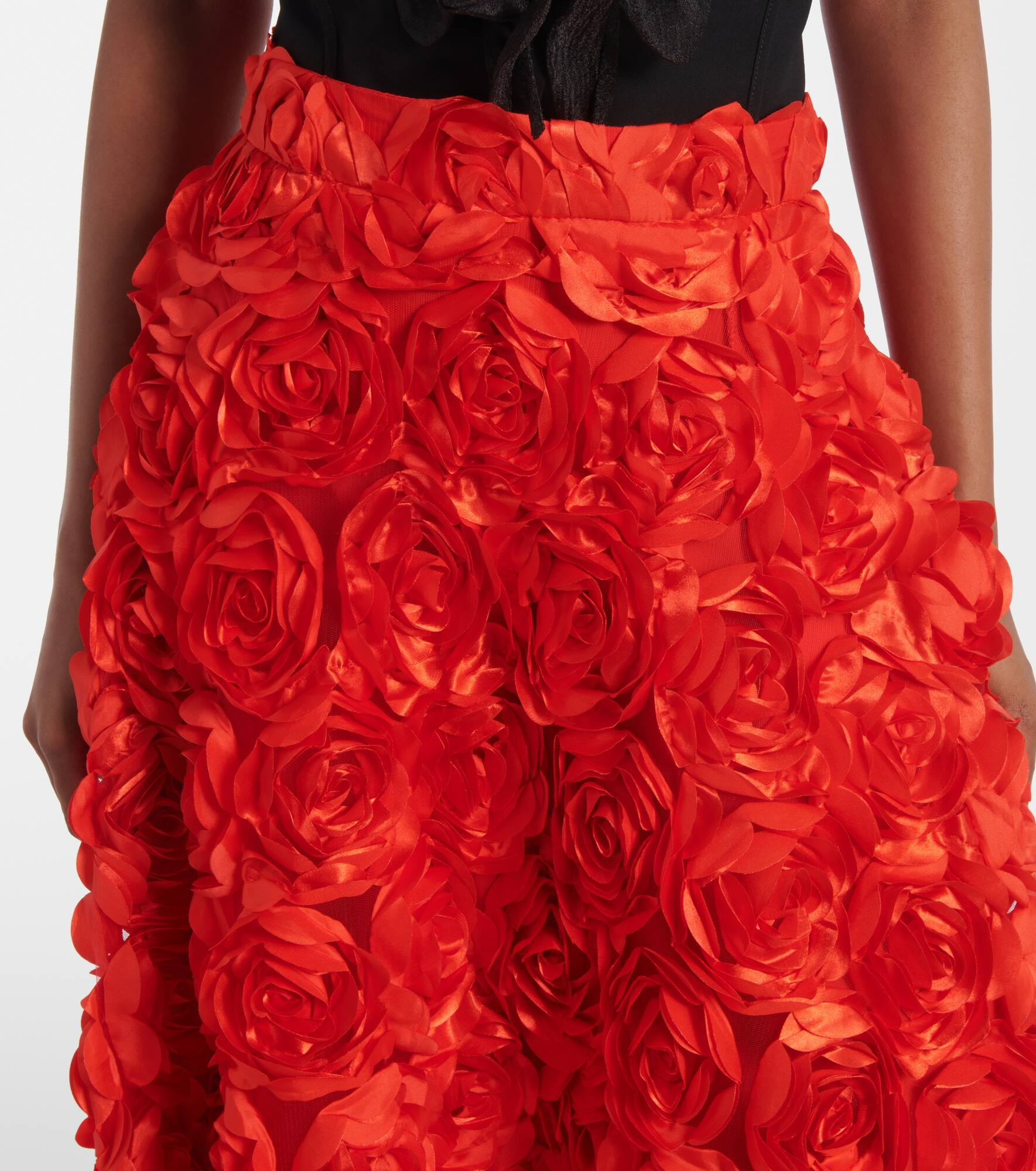 Floral-appliqué tulle midi skirt - 4