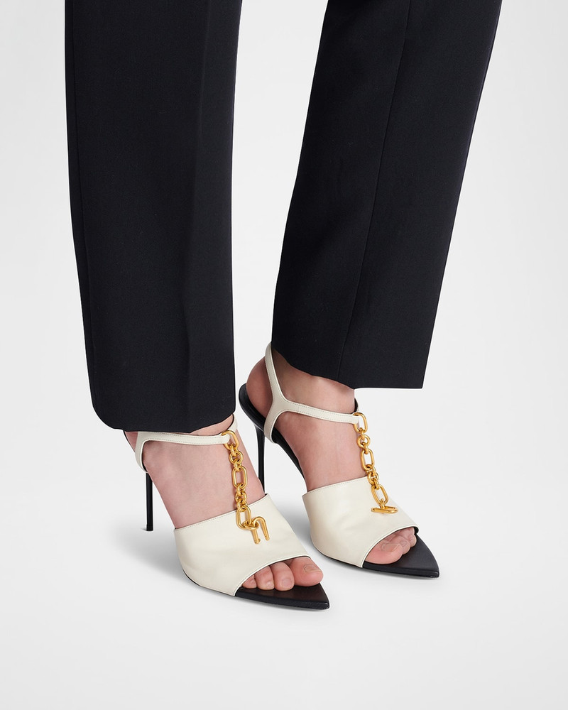 Balmain Sync Patent Leather Ankle-Strap Sandals outlook