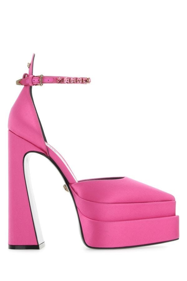 VERSACE Fuchsia Satin Aevitas Pointy Pumps - 1