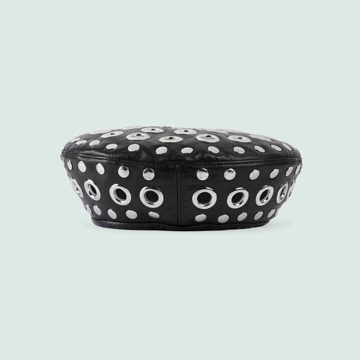 Leather beret with stud and eyelet - 2