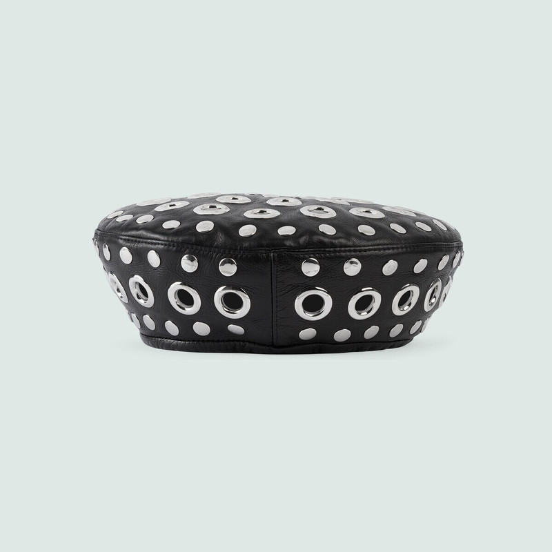 GUCCI Leather beret with stud and eyelet outlook
