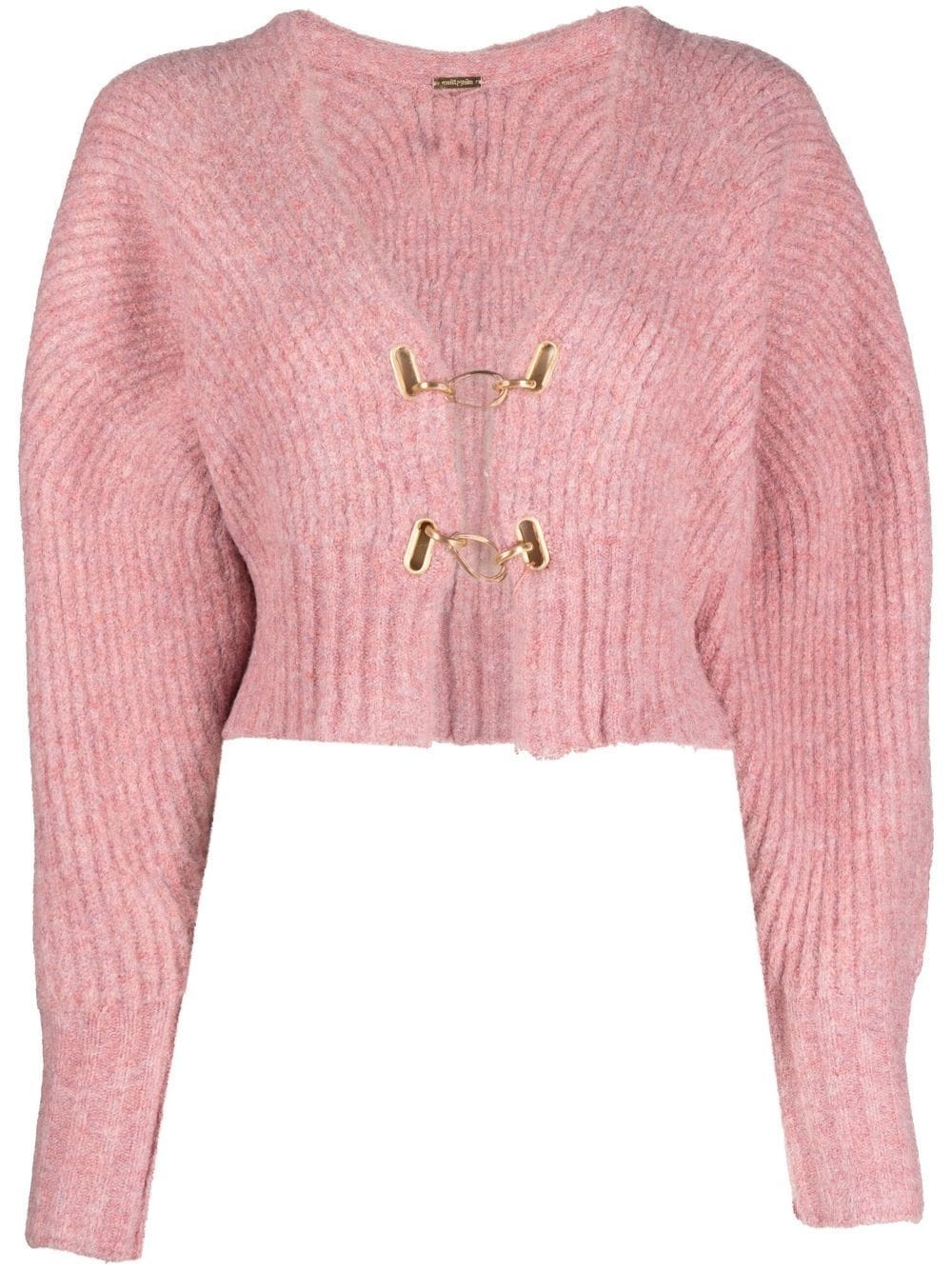 Casella hook-fastening cropped cardigan - 1