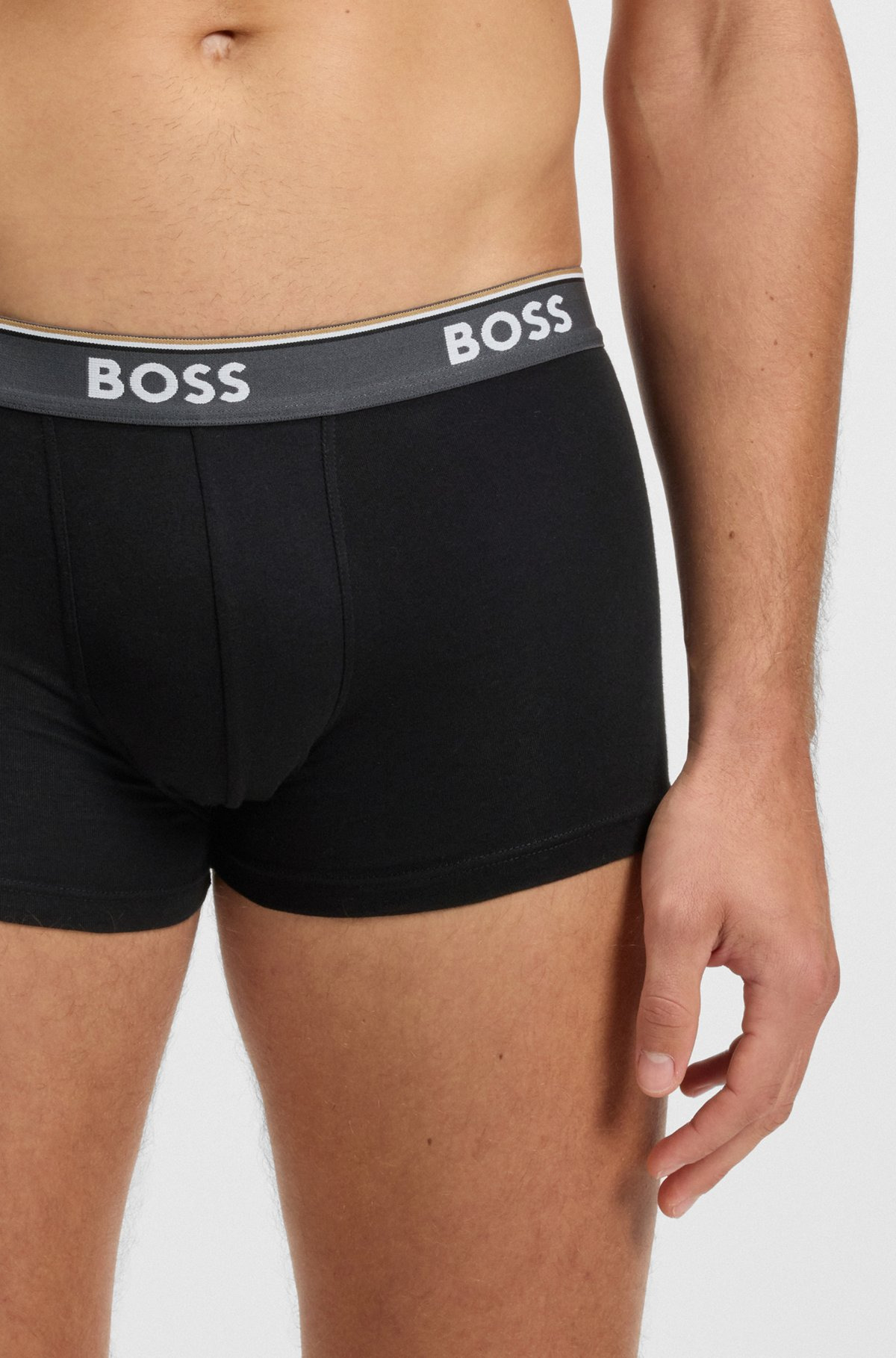 THREE-PACK OF STRETCH-COTTON TRUNKS WITH LOGO WAISTBAND - 4