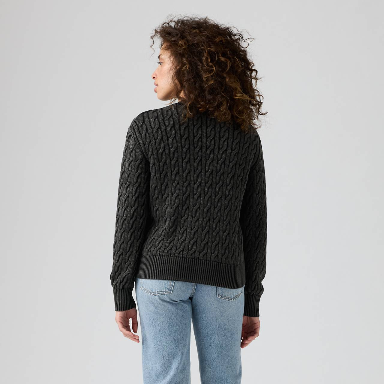 BOYFRIEND CABLE CREWNECK PULLOVER - 3