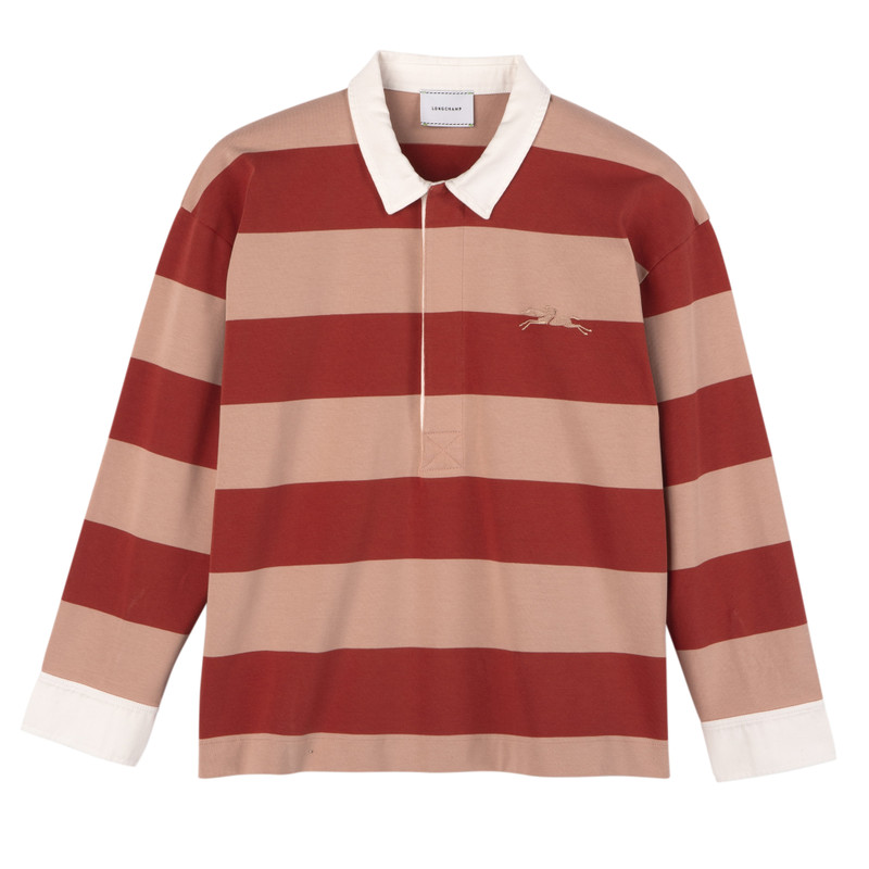 Polo shirt Cream/Coral - Striped jersey 1