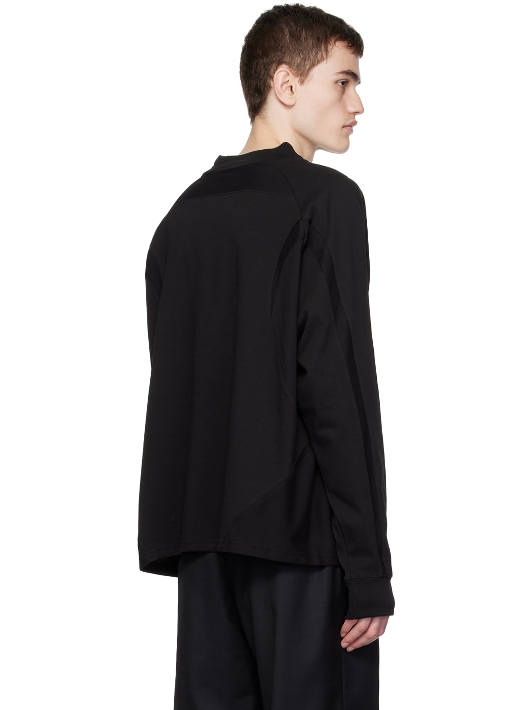 Black Paneled Long Sleeve T-Shirt - 3