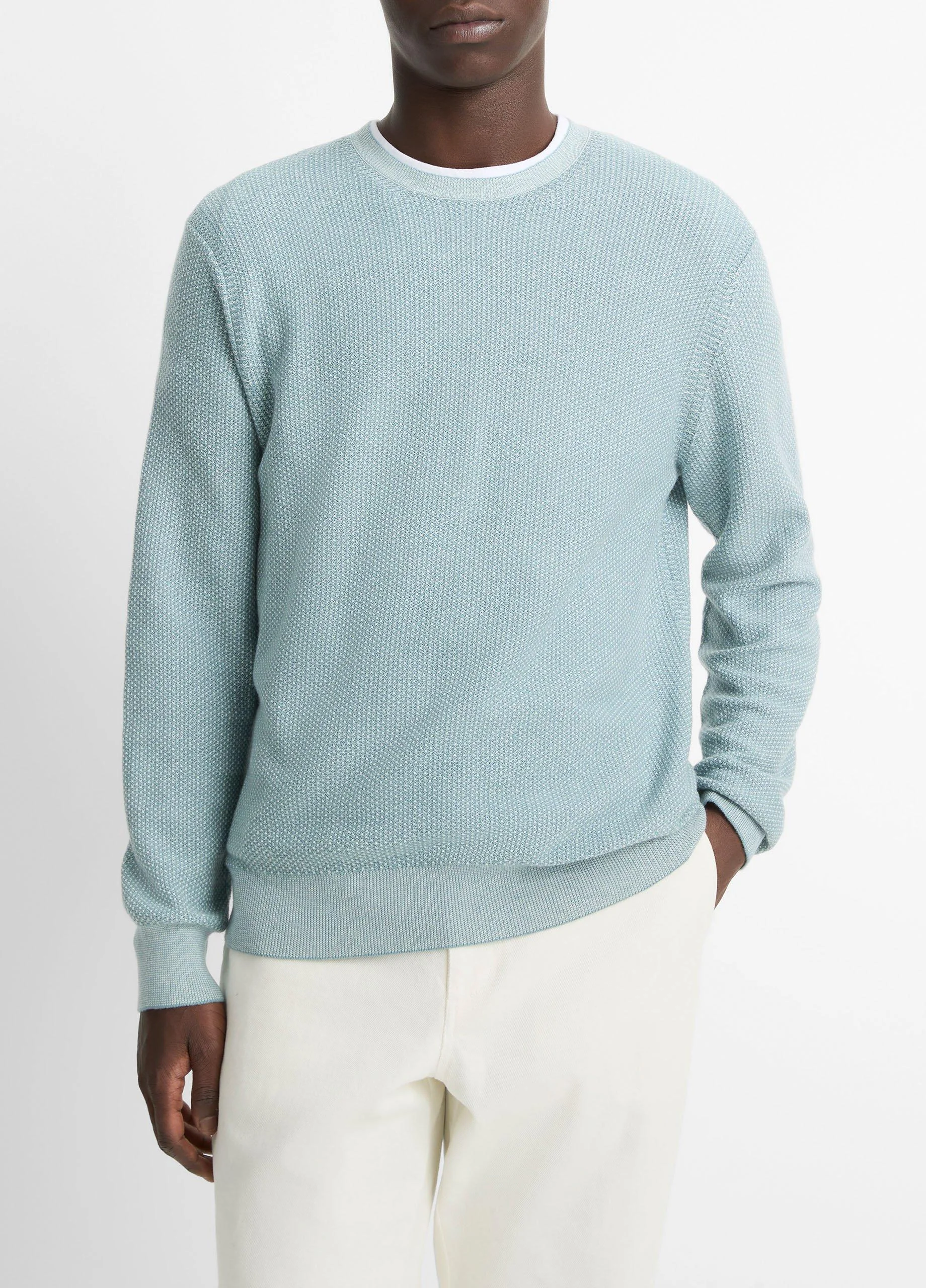 Geo-Jacquard Wool-Blend Crew Neck Sweater - 1