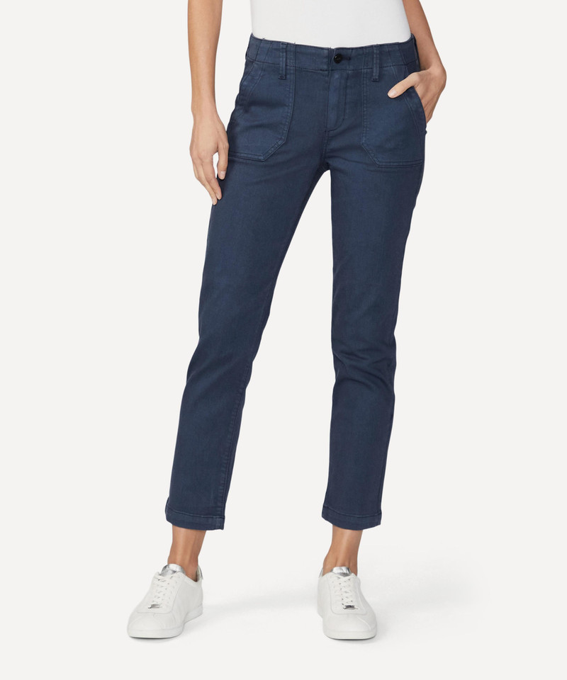 PAIGE Mayslie Straight Ankle Trousers in Vintage Navy Haze outlook