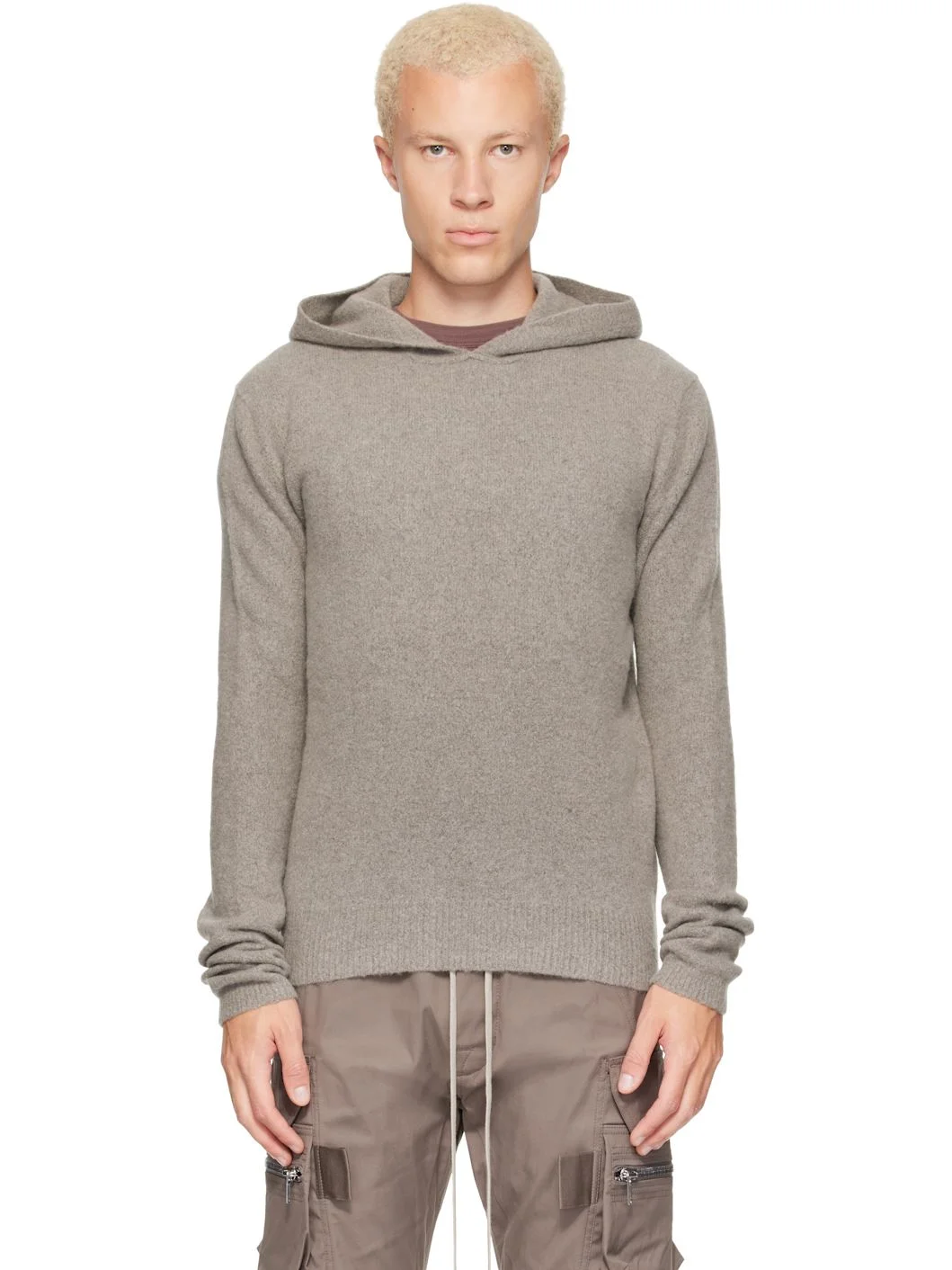 Gray Tower Felt Cashmere Hoodie - 1