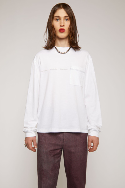 Acne Studios Long sleeved logo print t-shirt optic white outlook