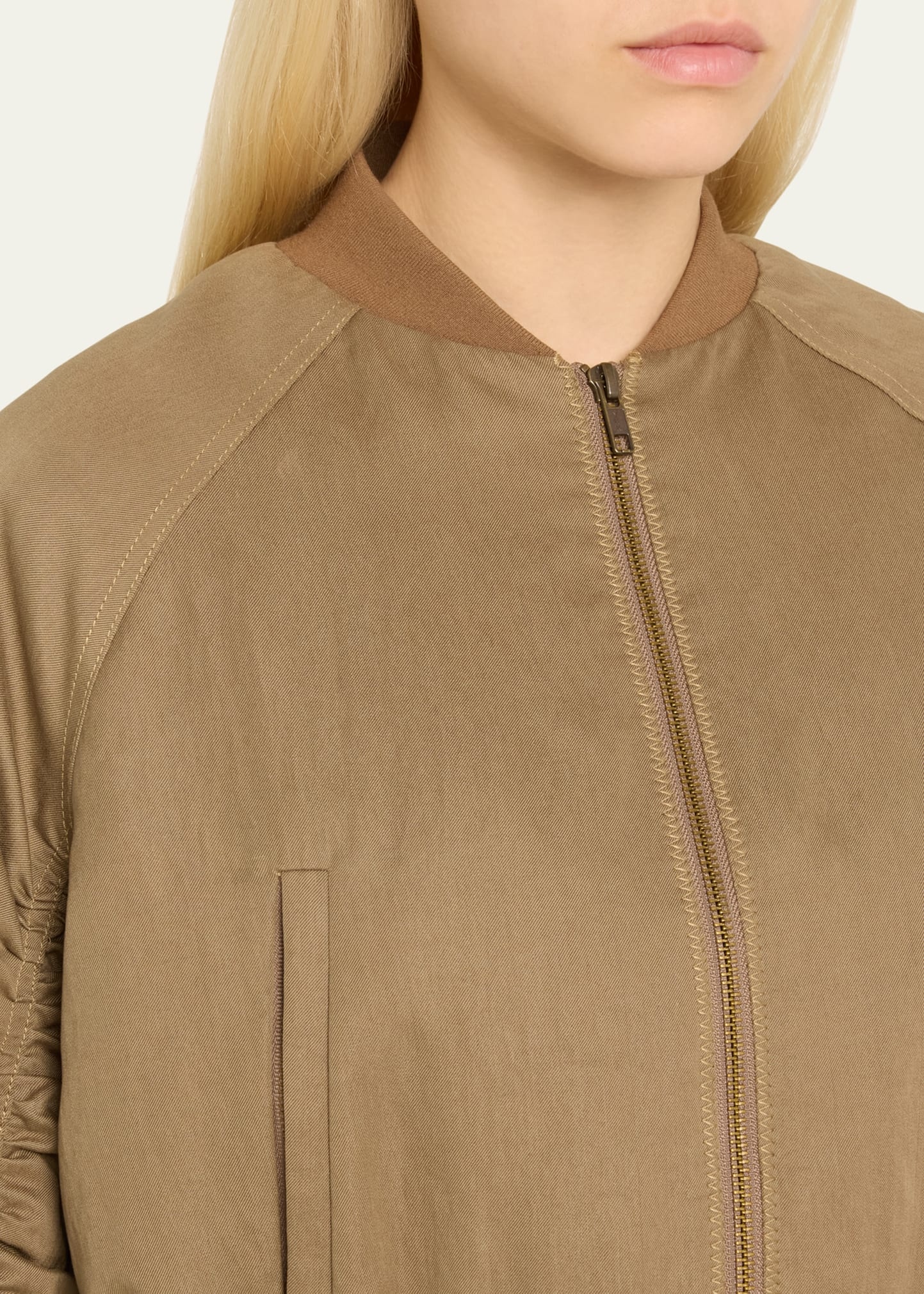 Talina Ruched-Sleeve Bomber Jacket - 5