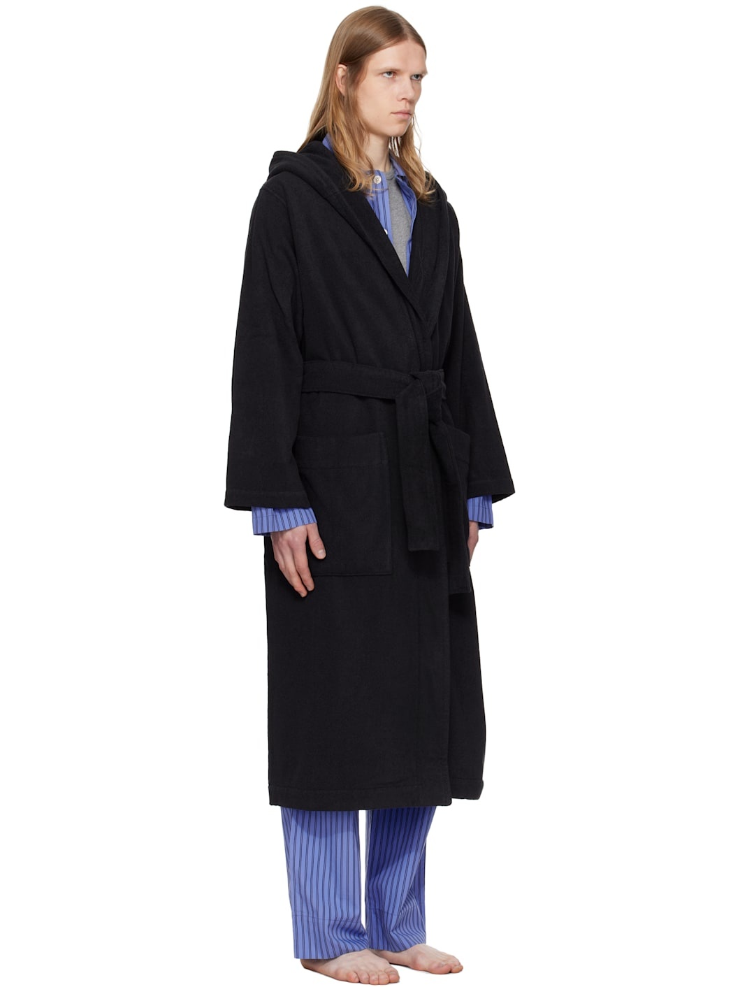 Black Terry Hooded Bathrobe - 2