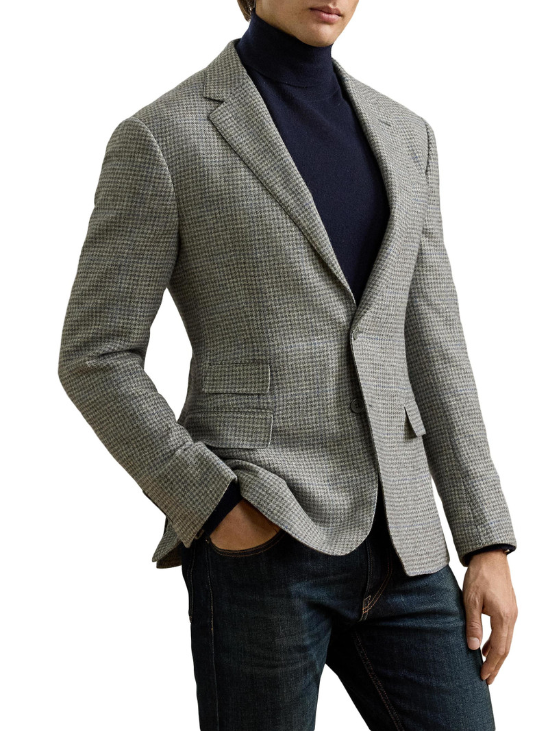 Men's Kent Hand-Tailored Houndstooth Jacket - Light Grey Multi Blue 3